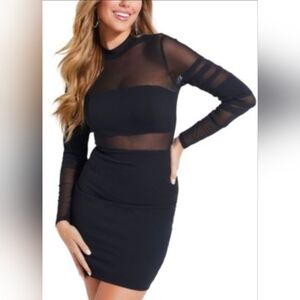 Elegant Black Sheer Panel Dress